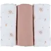 Lot de 3 langes en mousseline bio Fleurs d'Antan (70x70 cm)