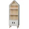 Judy Wild Meuble de rangement Bibliothèque Enfant Forme Maison 4 Etagères et 2 Portes 50 x 30 x H.142 cm