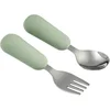 Nattou Mealtime Baby Bestek - Baby Lepel en Vork - Inox Bestekset - 12...