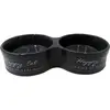 Duvo Dubbele eetkom stone happy cat Antraciet 26x13x5,5cm