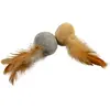 Duvoplus - Speelgoed Voor Dieren - Kat - Cushy Ballen Met Veren 2pc - 12x4x5cm Bruin/grijs - 2st