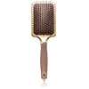 Olivia Garden Expert Care Rectangular Borstel Nylon Bristle Gold and Brown L