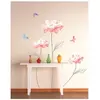 Stickers Muraux décoration adhésifs fleurs roses claires et papillons