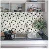 AMBIANCE-STICKER Sticker Mural Carrelage adhésif Cuisine Salle de Bain - 24 stickers carrelages effet marbré blanc beige et noir - 24stickers10x10cm