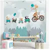 AMBIANCE-STICKER Papier peint pré-encollé girafe et ses amis h 250 x l 240 cm