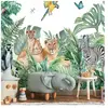 AMBIANCE-STICKER Papier peint panoramique jungle préencollé animaux de la savane h 250 x l 240 cm