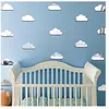 Ambiance-sticker - Pack de 10 nuages en papier adhésifs 3D métal argen...