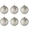 J-Line kerstbal Blinkend - glas - zilver - small - doos van 6 stuks