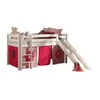 Lit enfant mezzanine toboggan PINO - Vipack - Blanc - Housse Pink Flow...
