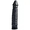 All Black Zwarte grote dildo met geribbelde schacht