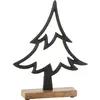J-Line decoratie denneboom op voet - aluminium/hout - zwart - large