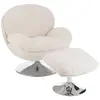 Fauteuil Relax & Repose-Pieds ""Frosted"" 88cm Crème