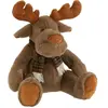 J-Line pluche Rendier + Sjaal Zittend - textiel - bruin - large