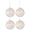 J-Line kerstbal Takken - glas - lichtroze - large - doos van 4