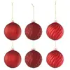 J-Line kerstbal Geribbeld & Geruit - glas - rood - small - doos van 6