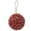 J-Line hanger Bal Bessen Glitters - kunststof - rood - large