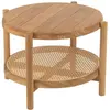 Table basse bois double plateau en teck Naturel 68x68x46 cm