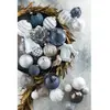 J-Line kerstbal Kartel Klaar/2opal - glas - wit/blauw - large - 2 dozen van 4 stuks