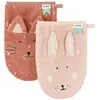 Trixie Lot de 2 gants de toilette Mrs. Cat et Mrs. Rabbit