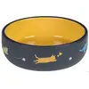 Flamingo GAMELLE pour LA Nourriture ET l'eau Chat Rani CERAMIQUE Jaune Rond 380ML 13,5x4,5CM