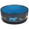 Flamingo GAMELLE pour LA Nourriture ET l'eau Chien CORI CERAMIQUE Bleu Rond ANTIDERAPANT 500ML 14x5,5CM