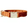 Kentucky - Velvet Hondenhalsband - Oranje - Maat S - 28-40cm - Hondenriem