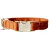 Kentucky - Velvet Hondenhalsband - Oranje - Maat L - 42-68cm - Hondenriem
