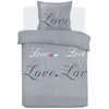 Parure Housse De Couette - Vision - Love - 140 X 200 Cm - 1 Taie Assortie 65 X 65 Cm - Gris - 100% Coton