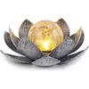 ENSOLEILLE Lampe de jardin solaire d'extérieur, lampe de fleur led en métal étanche, boule de verre craquelé ambre pour patio, pelouse, allée, décoration de