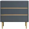 EBUY24 Commode 3 tiroirs 80x40x80 cm bleu canard et naturel