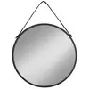 EBUY24 Trapani Miroir avec bande de suspente en cuir, noir.