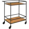 Vita Bar Trolley met zwart frame en wielen - eiken look -68x40x79 cm
