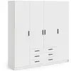 Armoire VEGA - Décor Blanc mat - 4 portes + 3 tiroirs - L 195,5 x P 49...