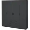 Spell Armoire B183 cm 4 portes et 3 tiroirs, gris mat.