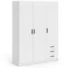 Tvilum Armoire VEGA - Décor Blanc mat - 3 portes + 3 tiroirs - L 147 x P 49,6 x H 200,4 cm