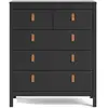 CALICOSY - Commode 5 tiroirs noir mat H989 cm - BARCELONE - Noir