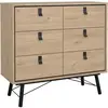 Commode RY - 6 Tiroirs - Décor Chêne - L1018 x P401 x H948 cm