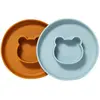Liewood - Set van 2 siliconen borden - Mr Bear - Sea Blue en Mustard