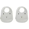 Liewood Lot de 2 bavoirs en silicone Tilda Lapin dumbo gris