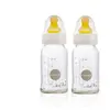 HEVEA - Glazen Drinkfles - 120ml - 2 stuks - m/speen - 0-3 mnd - Boros...