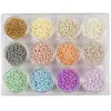 Creativ company Rocailles, pastelkleuren, d 3 mm, afm 8/0 , gatgrootte 0,6-1,0 mm, 12x17 gr/ 1 doos