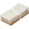 CamCam Copenhagen Lot de 3 langes en coton bio Mix Classic Stripes Camel (70 x 70 cm)