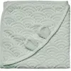 CamCam Copenhagen Gots Dusty Green Serviette à capuche avec oeillets pour bébé