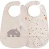 Done By Deer Lot de 2 bavoirs imperméables à velcro Ozzo Rose