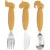 Set de 3 couverts Easy-grip Deer friends Moutarde