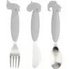 Set de 3 couverts Easy-grip Deer friends Gris