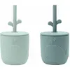 Done by Deer Lot de 2 gobelets à paille Peekaboo Wally Bleu