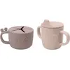 Lot tasse à bec et tasse à goûter Peekaboo Deer friends Rose
