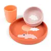 Done By Deer Coffret repas en silicone Happy clouds papaye (3 pièces)