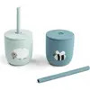Done By Deer Silicone Rietjesbeker 2st | Tiny Farm Blue